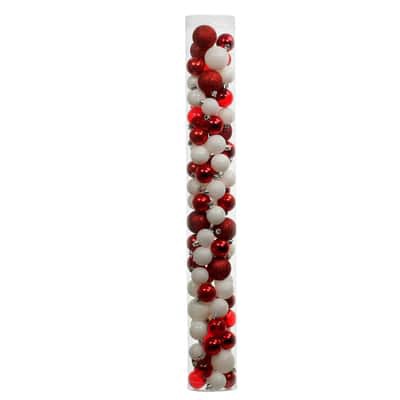 slide 1 of 3, 80 Pack Red & White Shatterproof Ball Ornaments By Ashland, 80 ct
