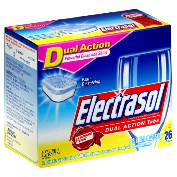 slide 1 of 1, Electrasol Automatic Dishwasher Detergent, Fresh Lemon Scent, Tabs, 18 oz