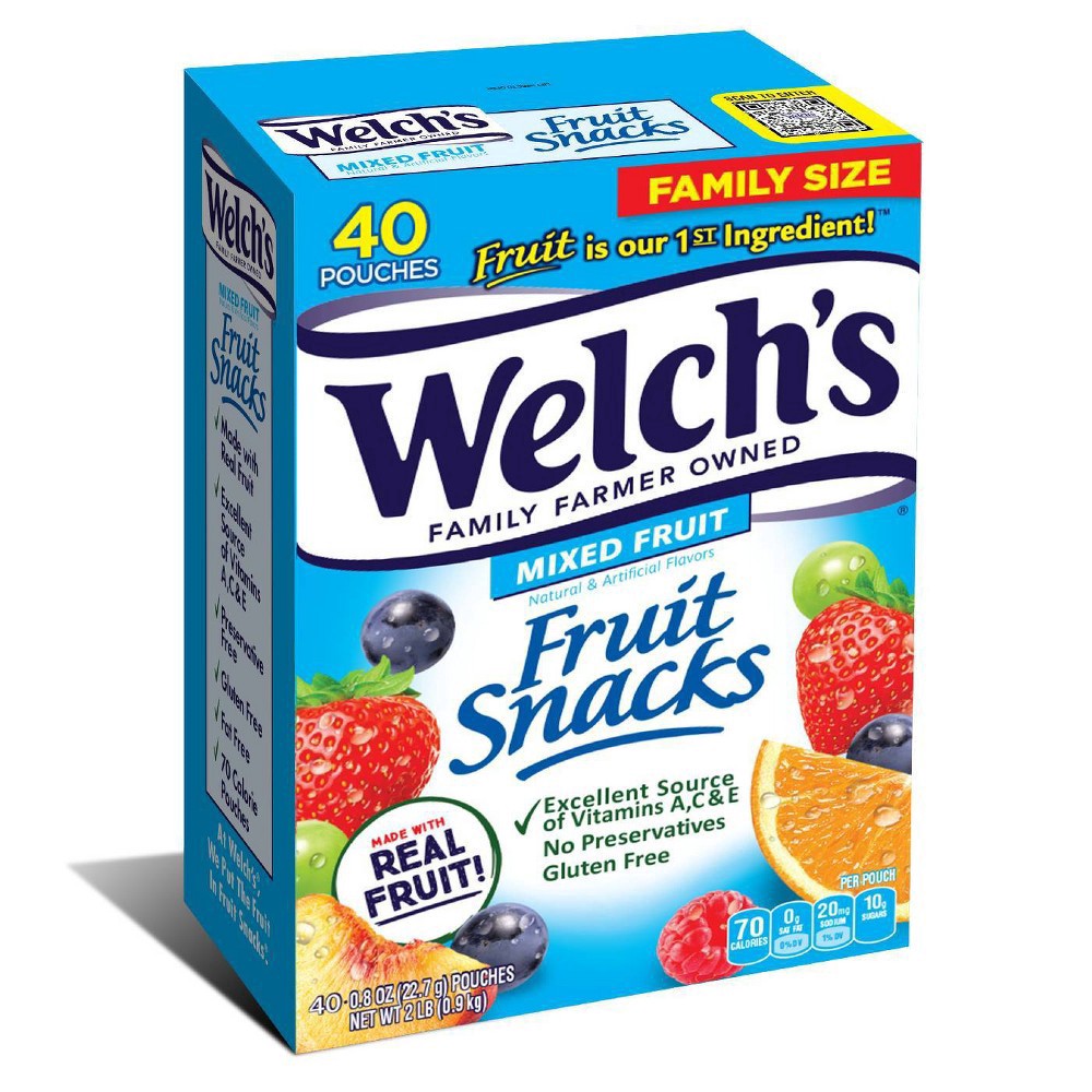 slide 4 of 7, Welch's Mixed Fruit Fruit Snacks Family Size 40 - 0.8 oz Pouches, 40 ct
