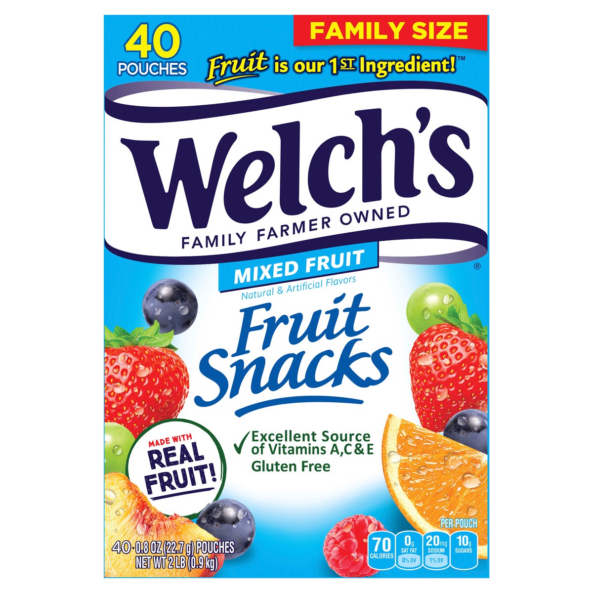 slide 1 of 7, Welch's Mixed Fruit Fruit Snacks 0.8oz Pouches - 40ct Box, 40 ct