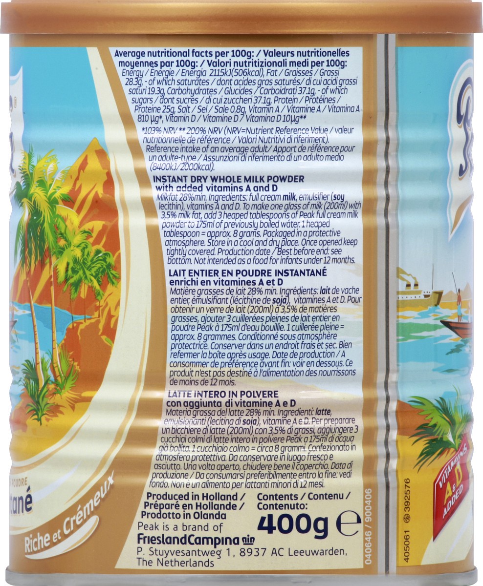 slide 5 of 6, PEAK Whole Milk 14.1 oz, 400 gram