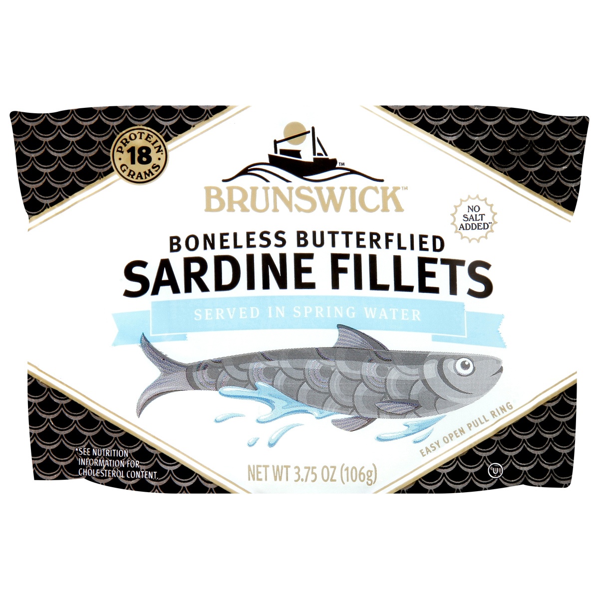 slide 1 of 1, Brunswick Sardines In Spring Water No Salt Added, 3.75 oz