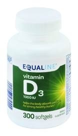 slide 1 of 1, Equaline Vitamin D 1000 IU Softgels, 300 ct