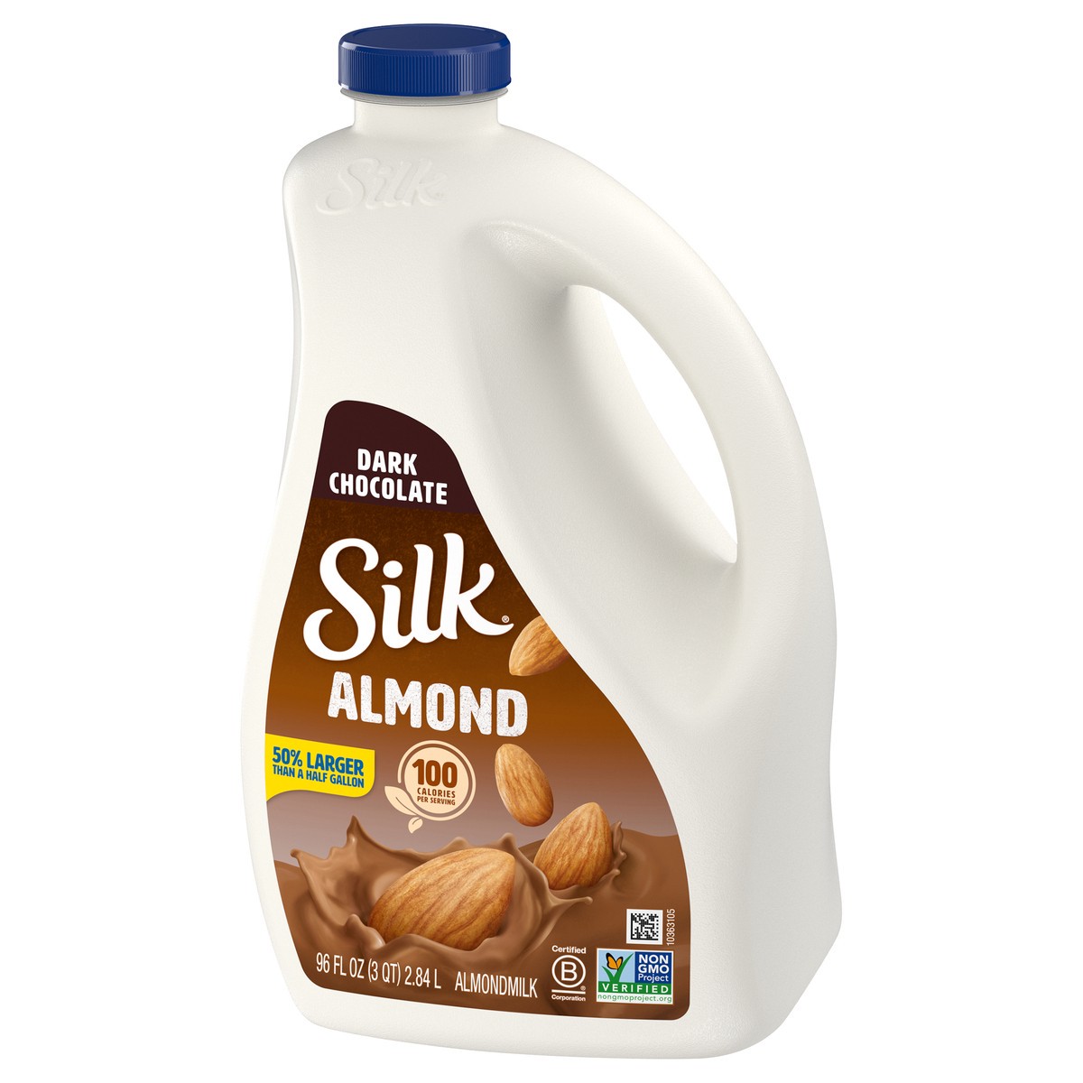 slide 11 of 12, Silk Almond Milk, Dark Chocolate, Dairy-Free, Vegan, Non-GMO Project Verified, 96 oz., 96 fl oz