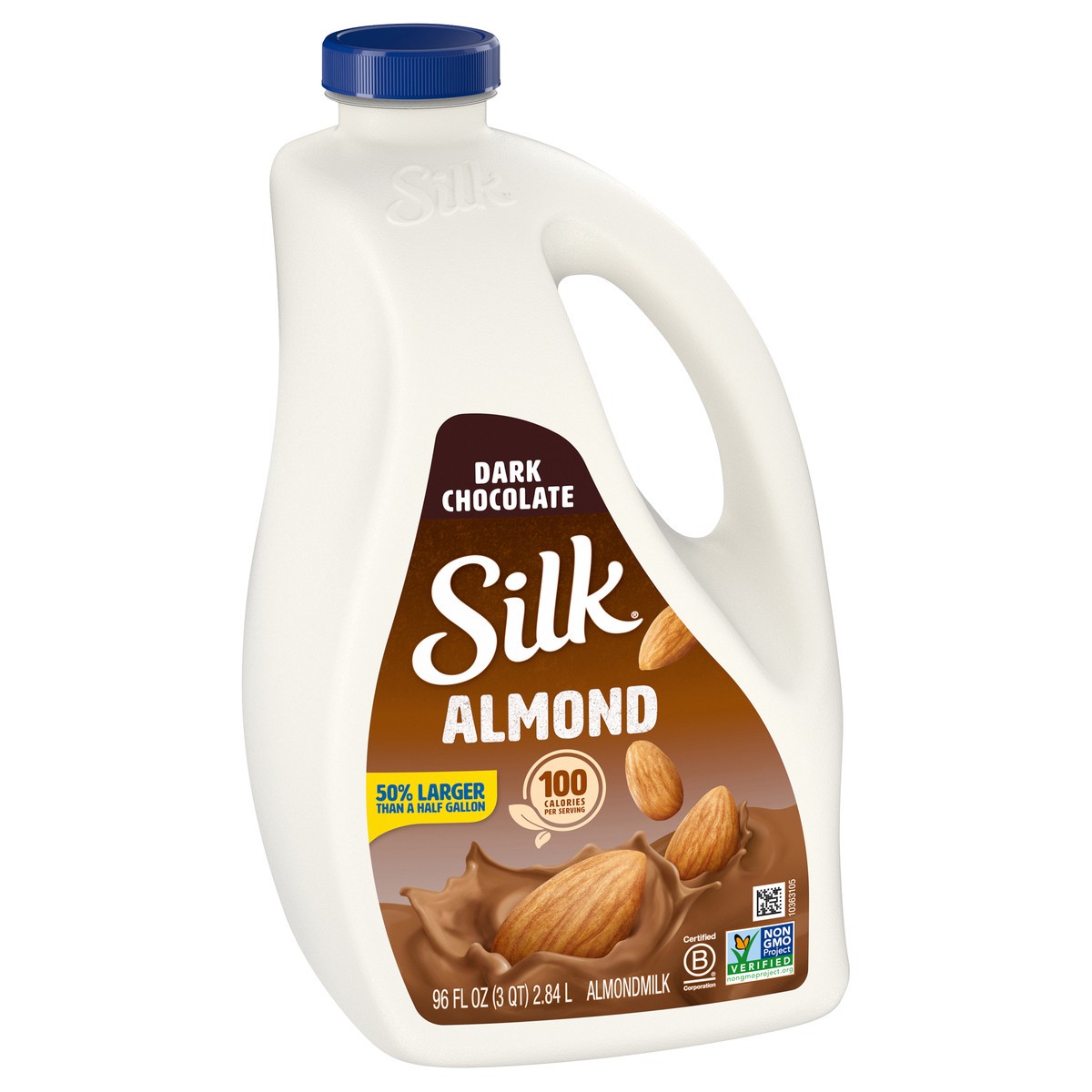 slide 2 of 12, Silk Almond Milk, Dark Chocolate, Dairy-Free, Vegan, Non-GMO Project Verified, 96 oz., 96 fl oz