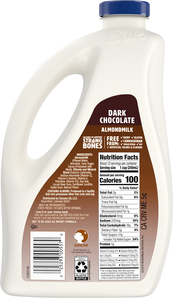 slide 6 of 12, Silk Almond Milk, Dark Chocolate, Dairy-Free, Vegan, Non-GMO Project Verified, 96 oz., 96 fl oz