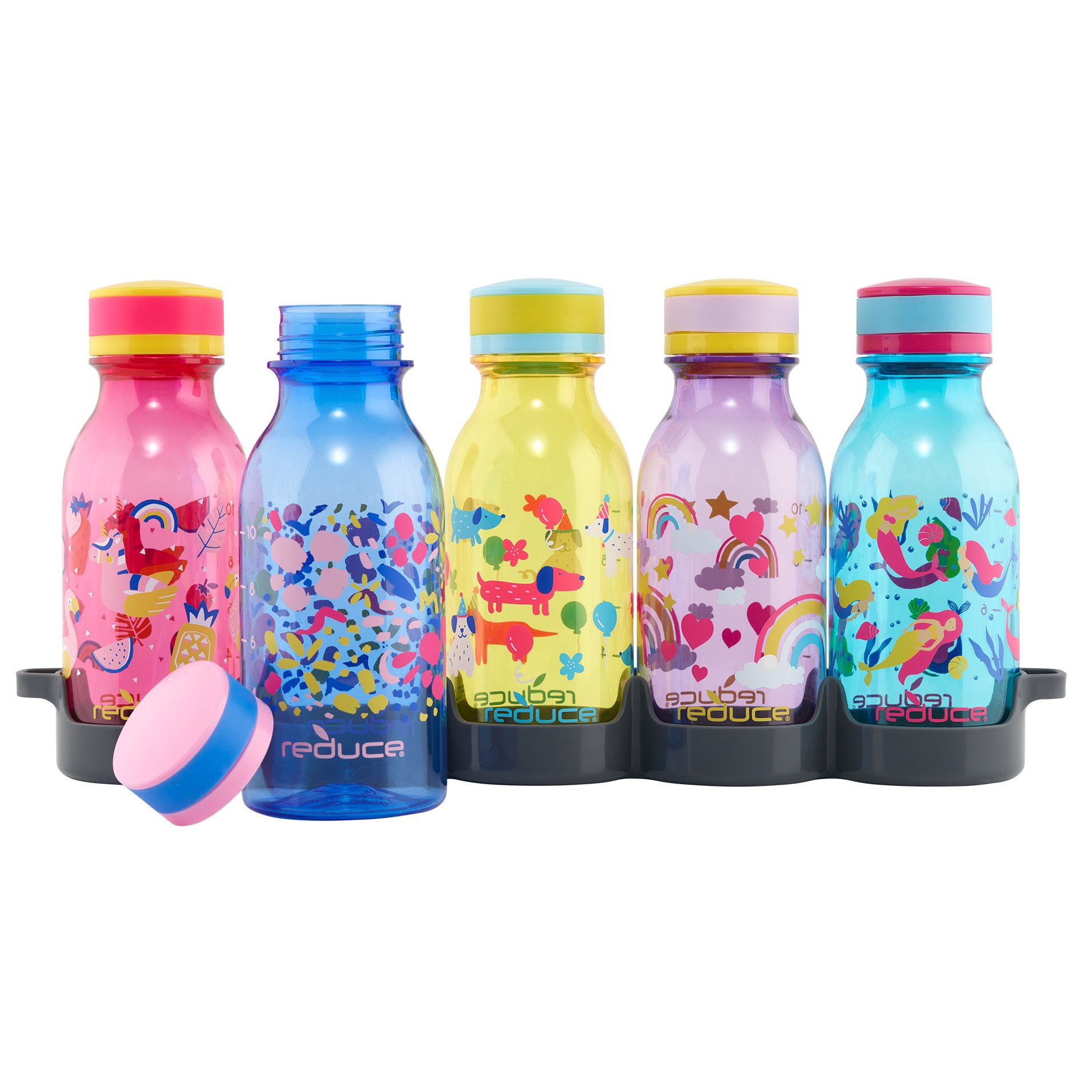 Reduce Waterweek Whimsical Kids Water Bottle Set, 14 oz 5 ct