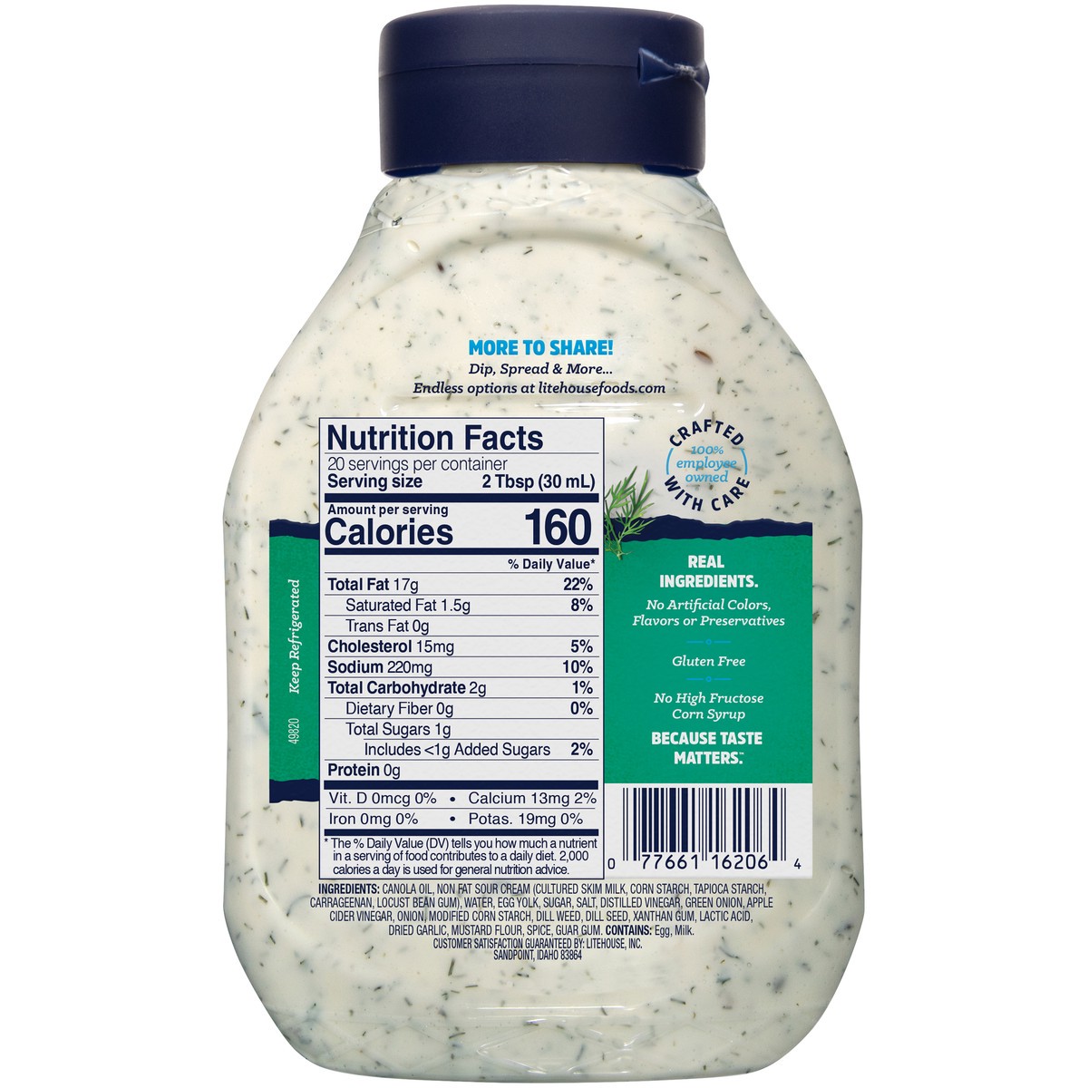 slide 4 of 5, Litehouse Family Size Dill Ranch Dressing & Dip, 20 fl oz