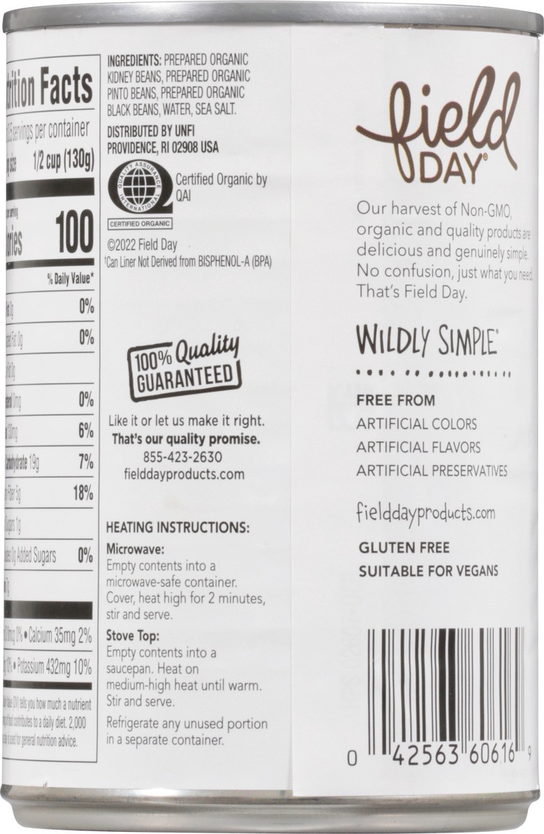 slide 10 of 13, Field Day Organic Three Bean Blend 15 oz, 15 oz