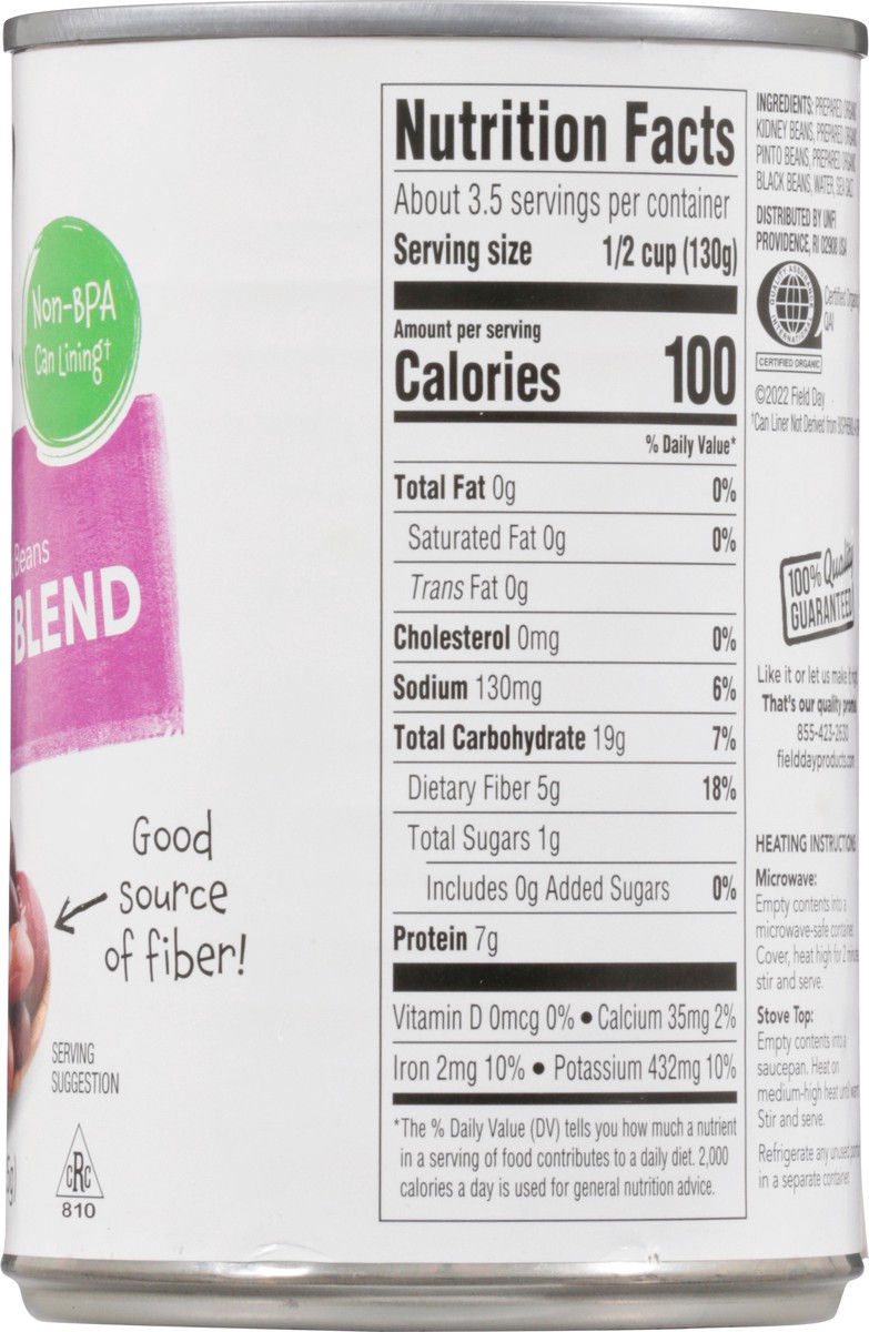 slide 7 of 13, Field Day Organic Three Bean Blend 15 oz, 15 oz