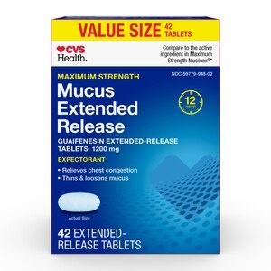 slide 1 of 1, CVS Health Mucus Relief 1200Mg Extended-Release Caplet 42 Ct, 42 ct