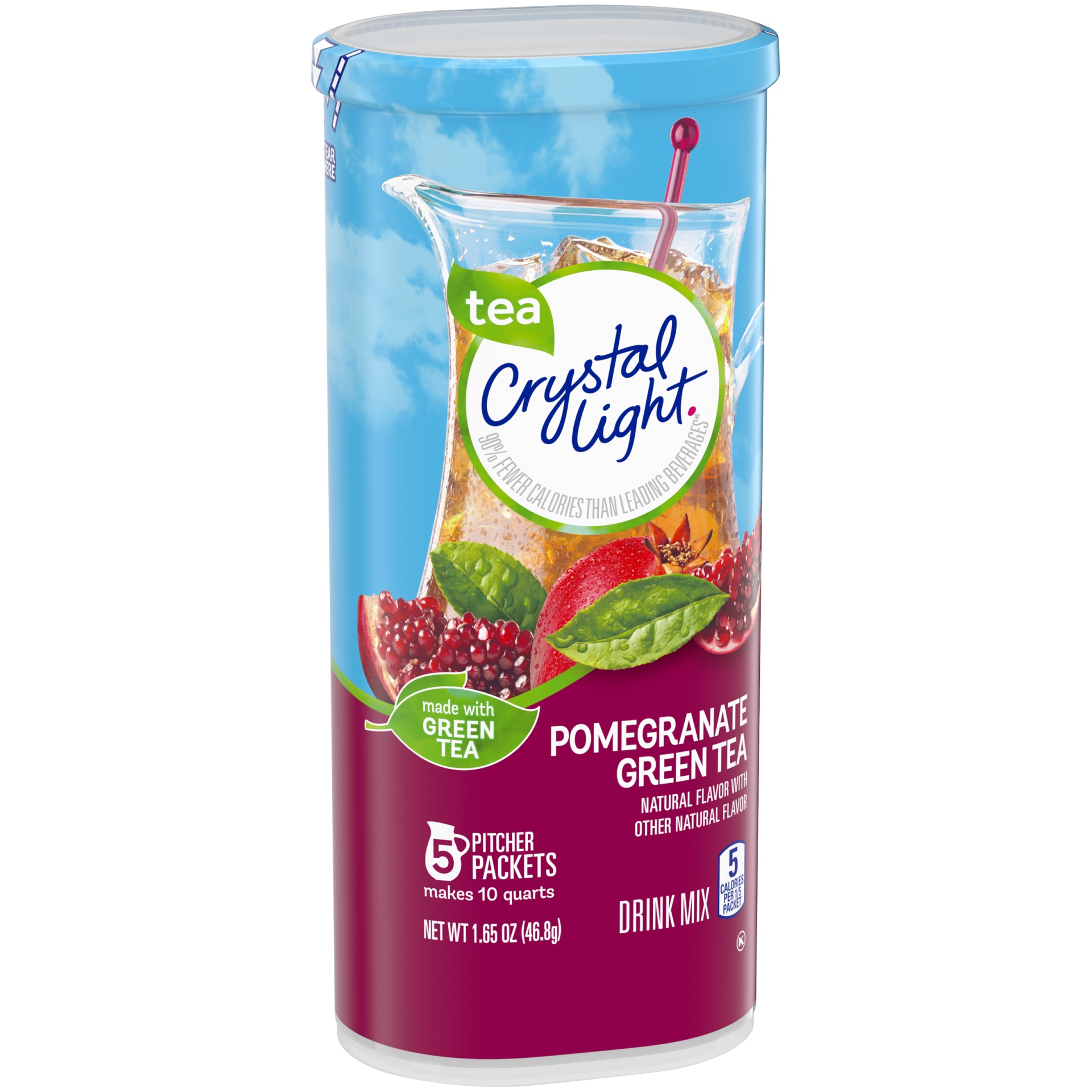 slide 2 of 6, Crystal Light Pomegranate Green Tea Naturally Flavored Powdered Drink Mix Pitcher, 5 ct