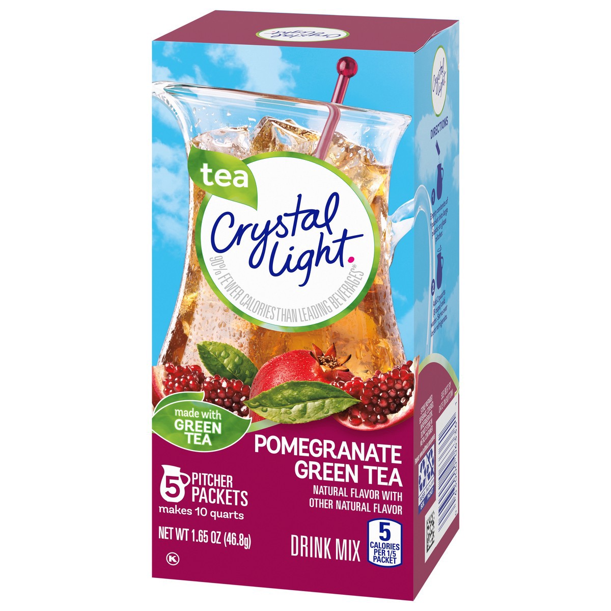 slide 5 of 14, Crystal Light Pomegranate Green Tea Naturally Flavored Powdered Drink Mix, 5 ct Pitcher Packets, 5 ct