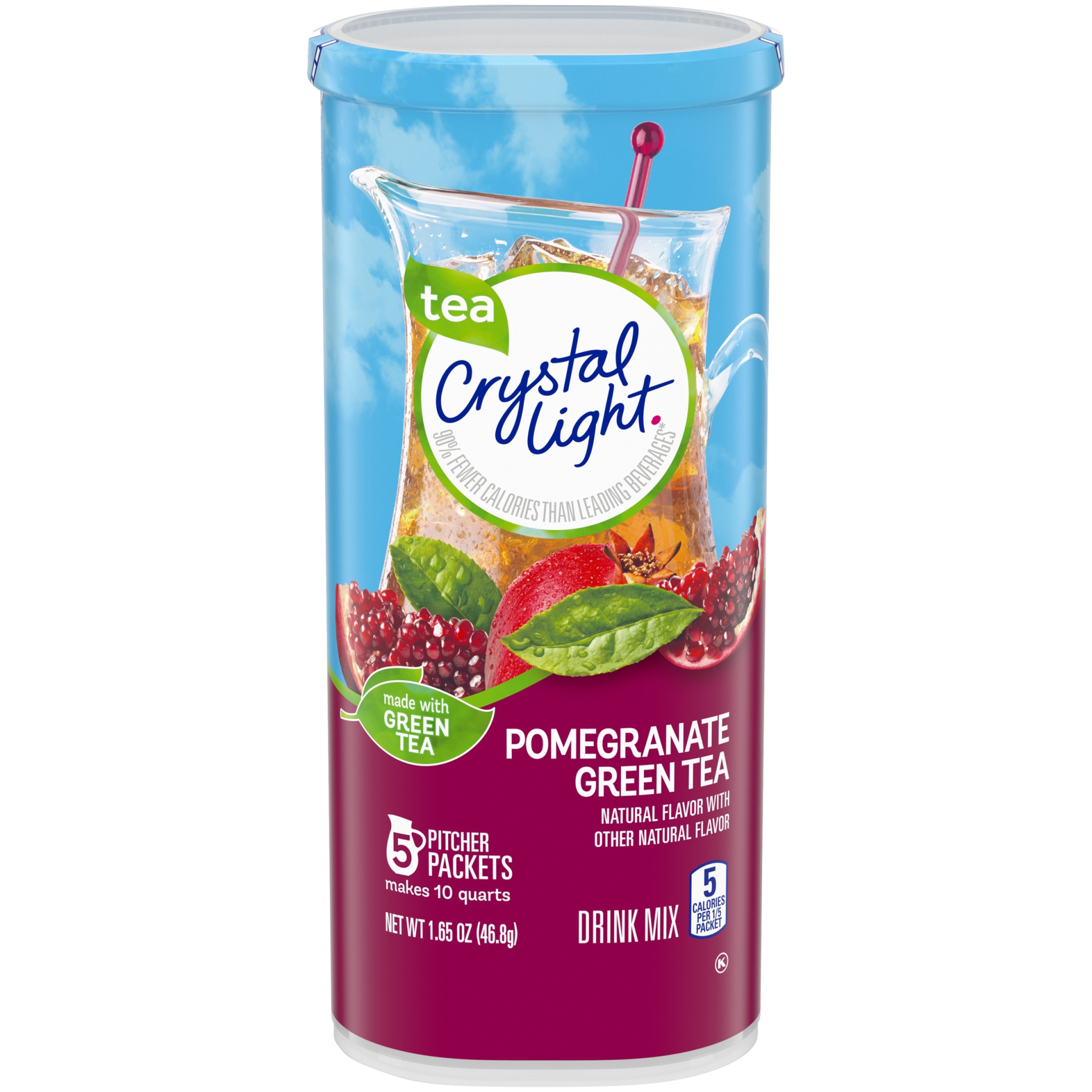 slide 1 of 6, Crystal Light Pomegranate Green Tea Naturally Flavored Powdered Drink Mix Pitcher, 5 ct