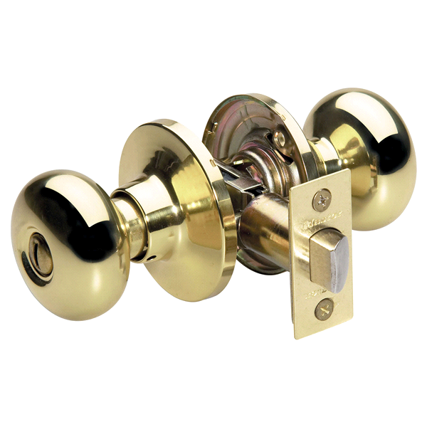 slide 1 of 1, Master Lock Polished Brass Biscuit Privacy Door Knob BCO0303, 1 ct