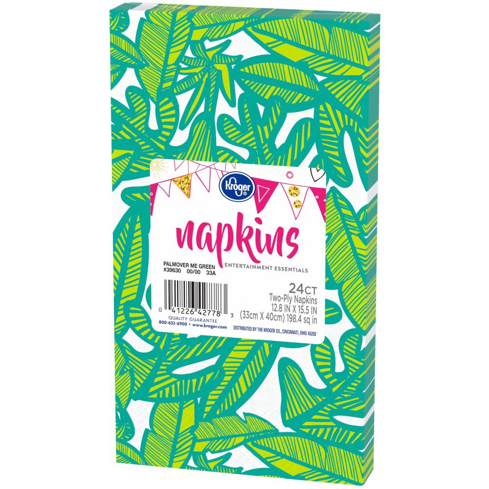 slide 2 of 3, Kroger Entertainment Essentials Palmover Me Guest Napkins - Green, 24 ct