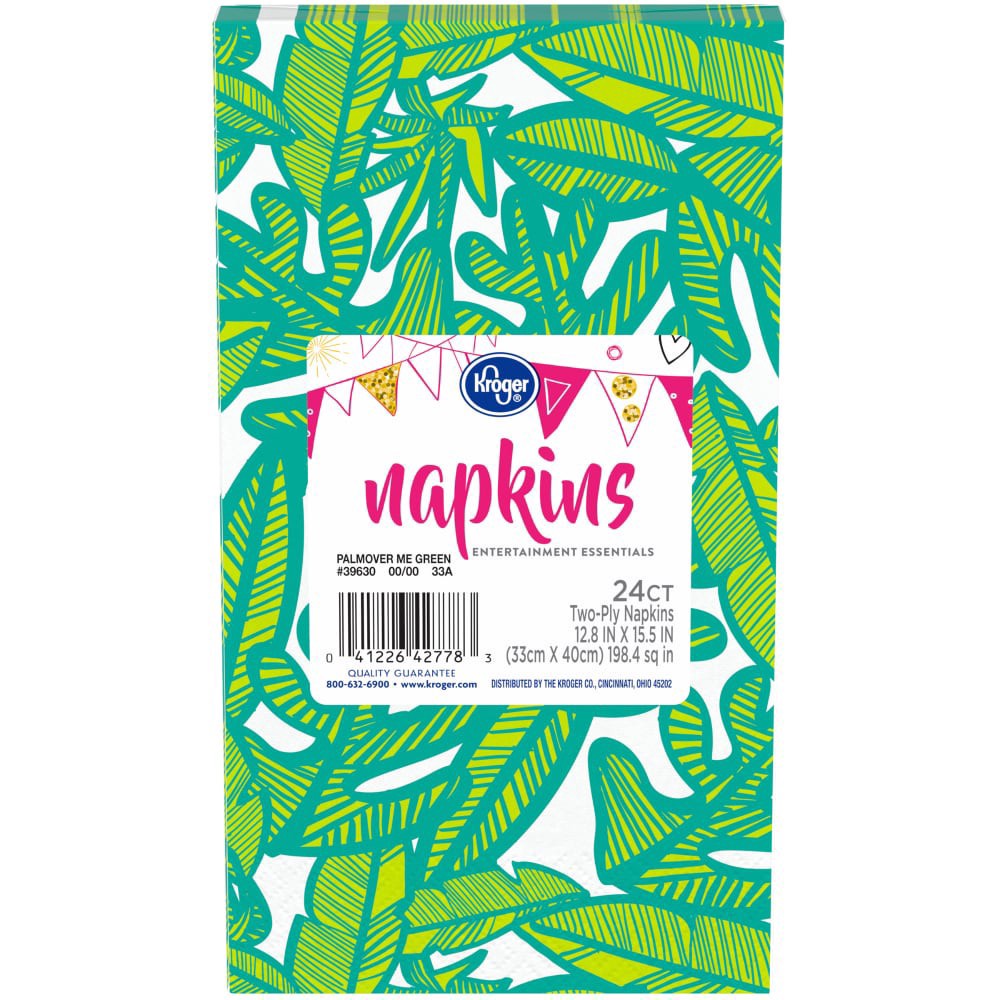 slide 3 of 3, Kroger Entertainment Essentials Palmover Me Guest Napkins - Green, 24 ct