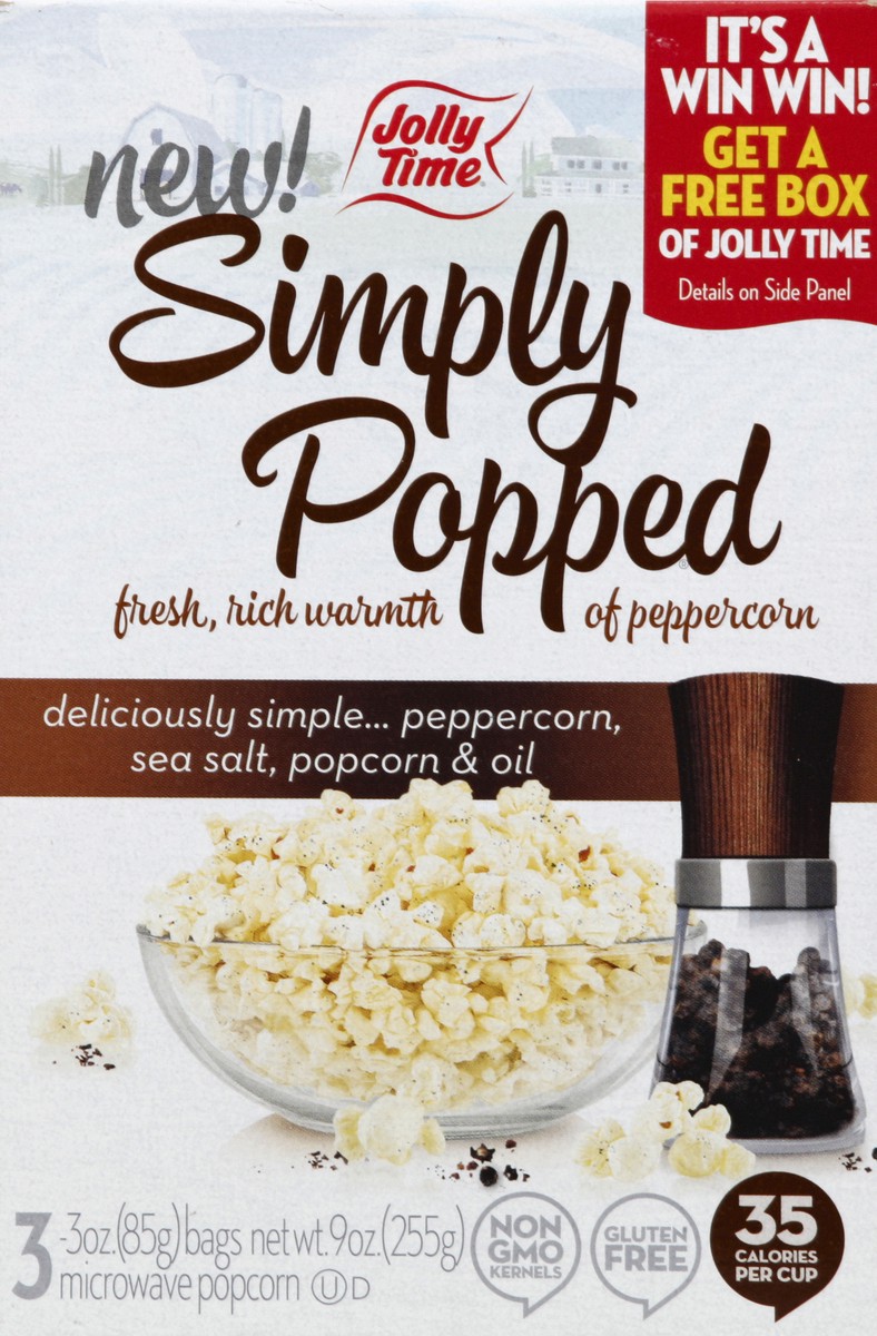 slide 4 of 5, Jolly Time Simply Popped Peppercorn Sea Salt, 3 ct; 3 oz