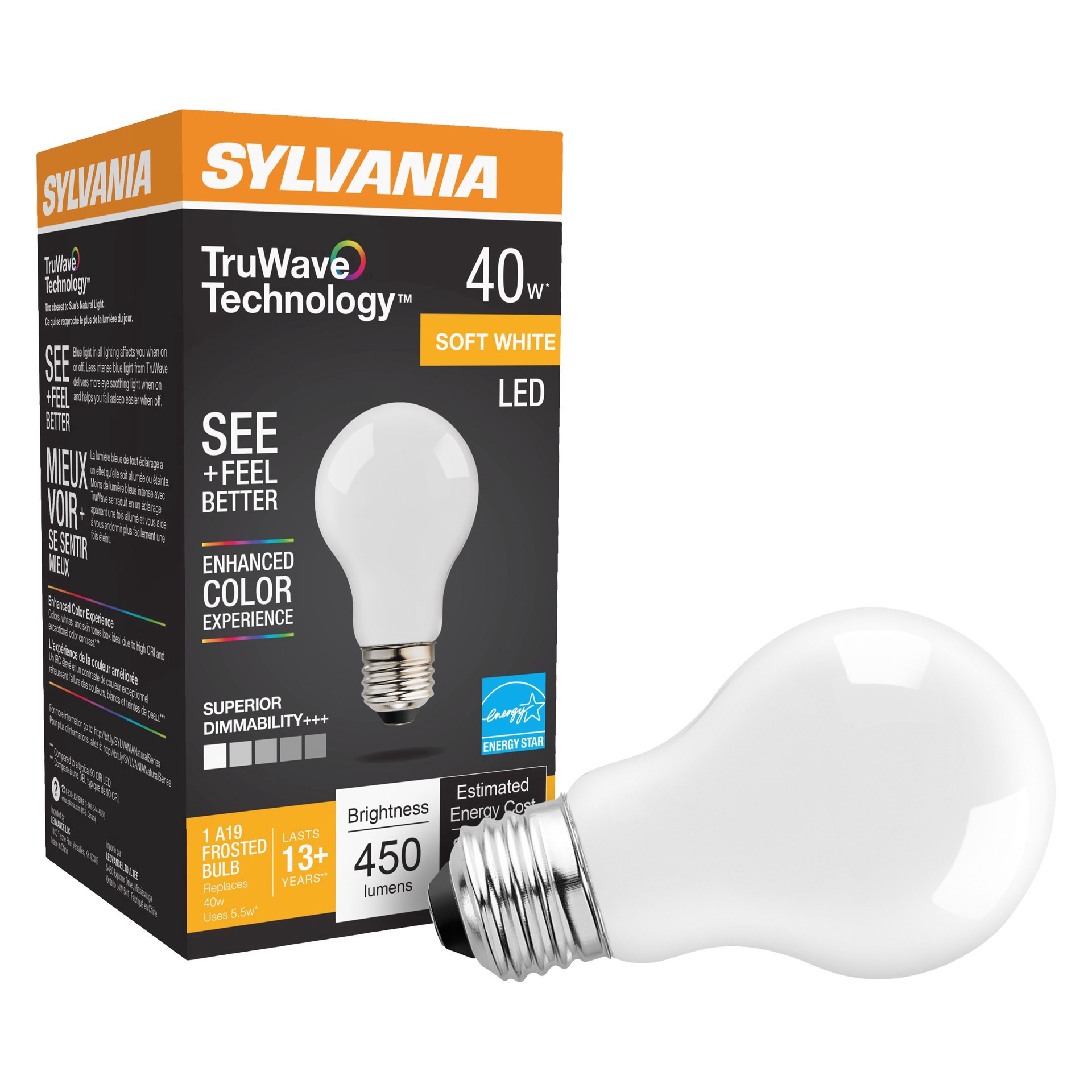 slide 1 of 1, Sylvania Led8 A19 Dim Light Bulb, 1 ct