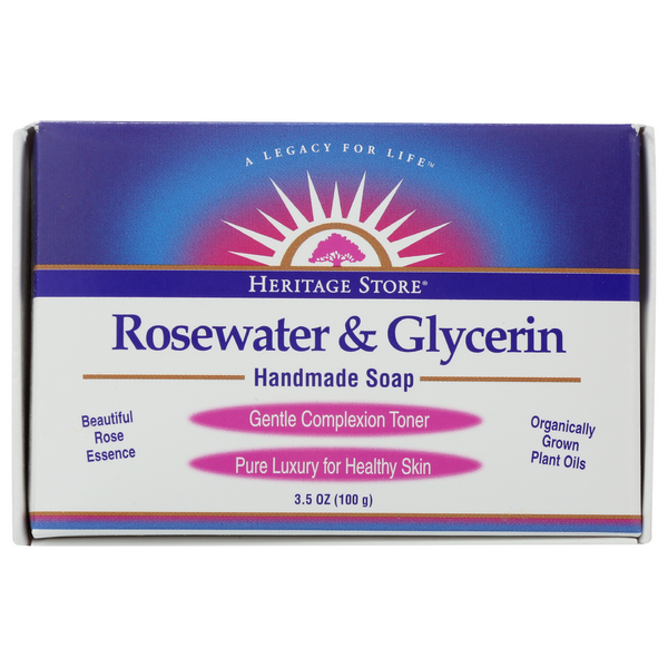 slide 1 of 1, Heritage Store Rosewater & Glycerin Soap, 1 ct