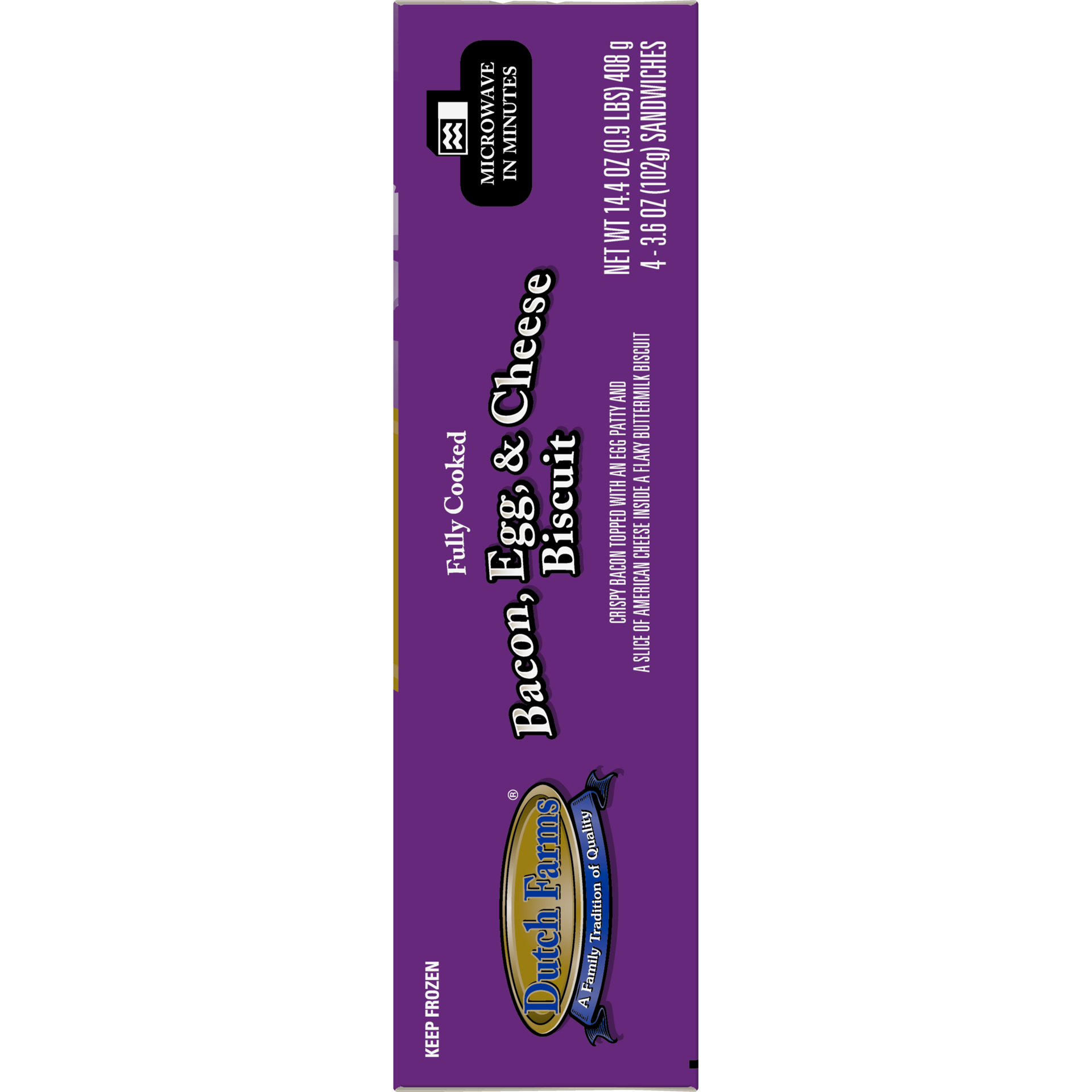 slide 3 of 4, DUTCH FARMS Fully Cooked Bacon, Egg & Cheese Biscuit, 15 oz