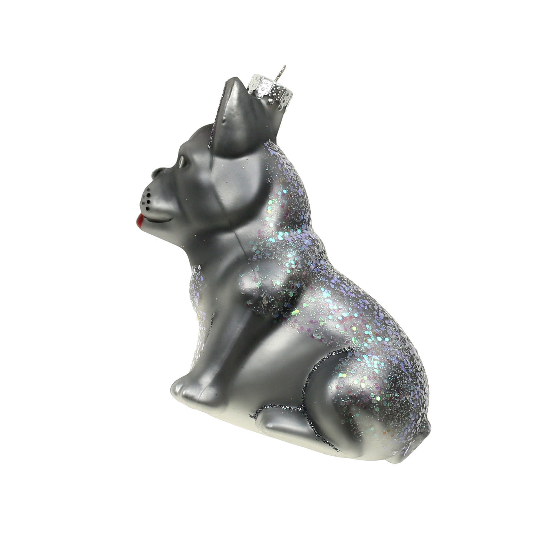 slide 3 of 3, 3.75" Gray Bulldog Glass Ornament By Ashland, 3.67 in x 1.9 in x 3.75 in
