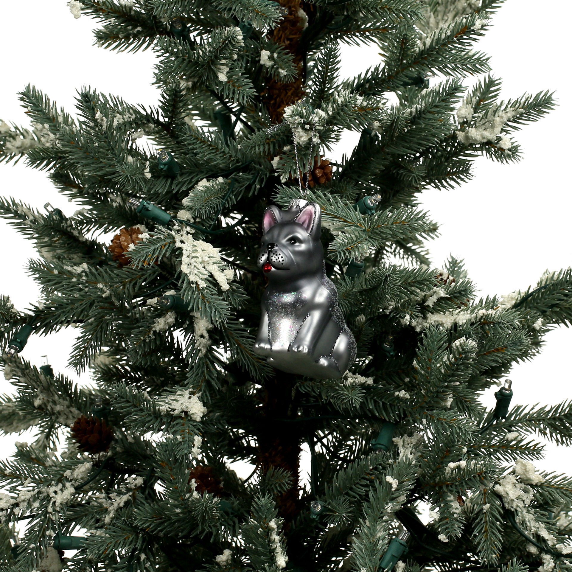 slide 2 of 3, 3.75" Gray Bulldog Glass Ornament By Ashland, 3.67 in x 1.9 in x 3.75 in
