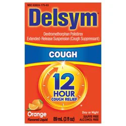 Delsym Adult Cough Suppressant Liquid, Orange Flavor, 3 Ounce