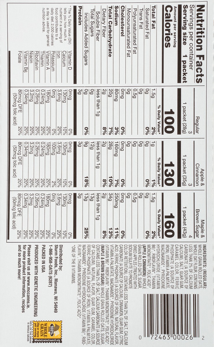 slide 3 of 9, McCann's Instant Irish Oatmeal Variety Pack 12.73 oz, 12.73 oz