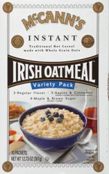McCann's Regular, Apples & Cinnamon & Maple & Brown Sugar Instant Irish Oatmeal Variety Pack, Instant Oatmeal, Kosher, 10 Count Box