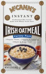 McCann's Regular, Apples & Cinnamon & Maple & Brown Sugar Instant Irish Oatmeal Variety Pack, Instant Oatmeal, Kosher, 10 Count Box