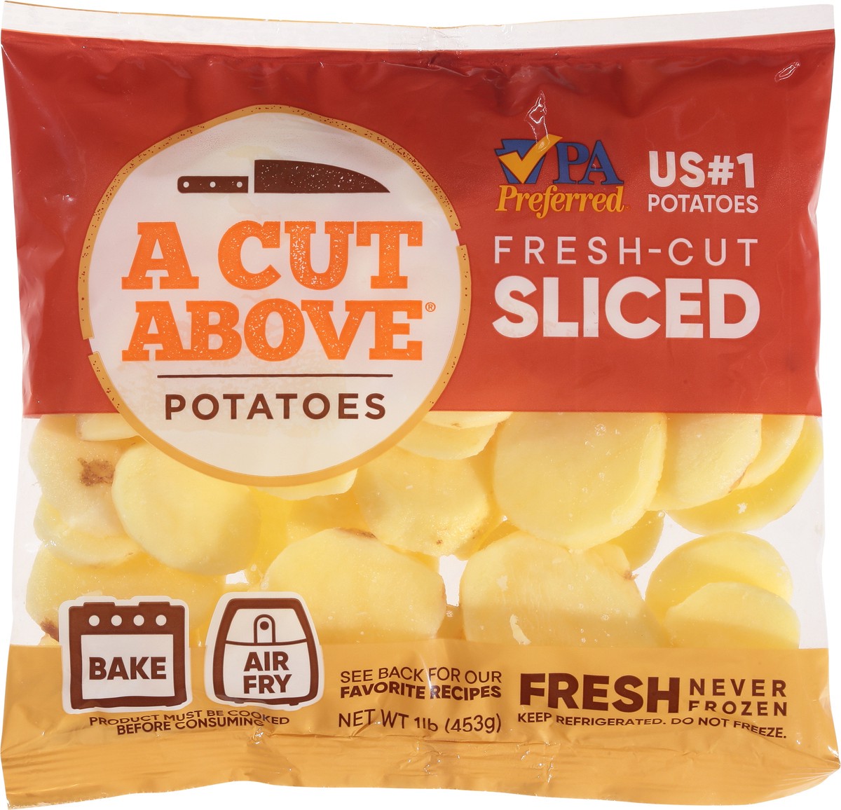 slide 5 of 13, A Cut Above Fresh-Cut Sliced Potatoes, 1 lb
