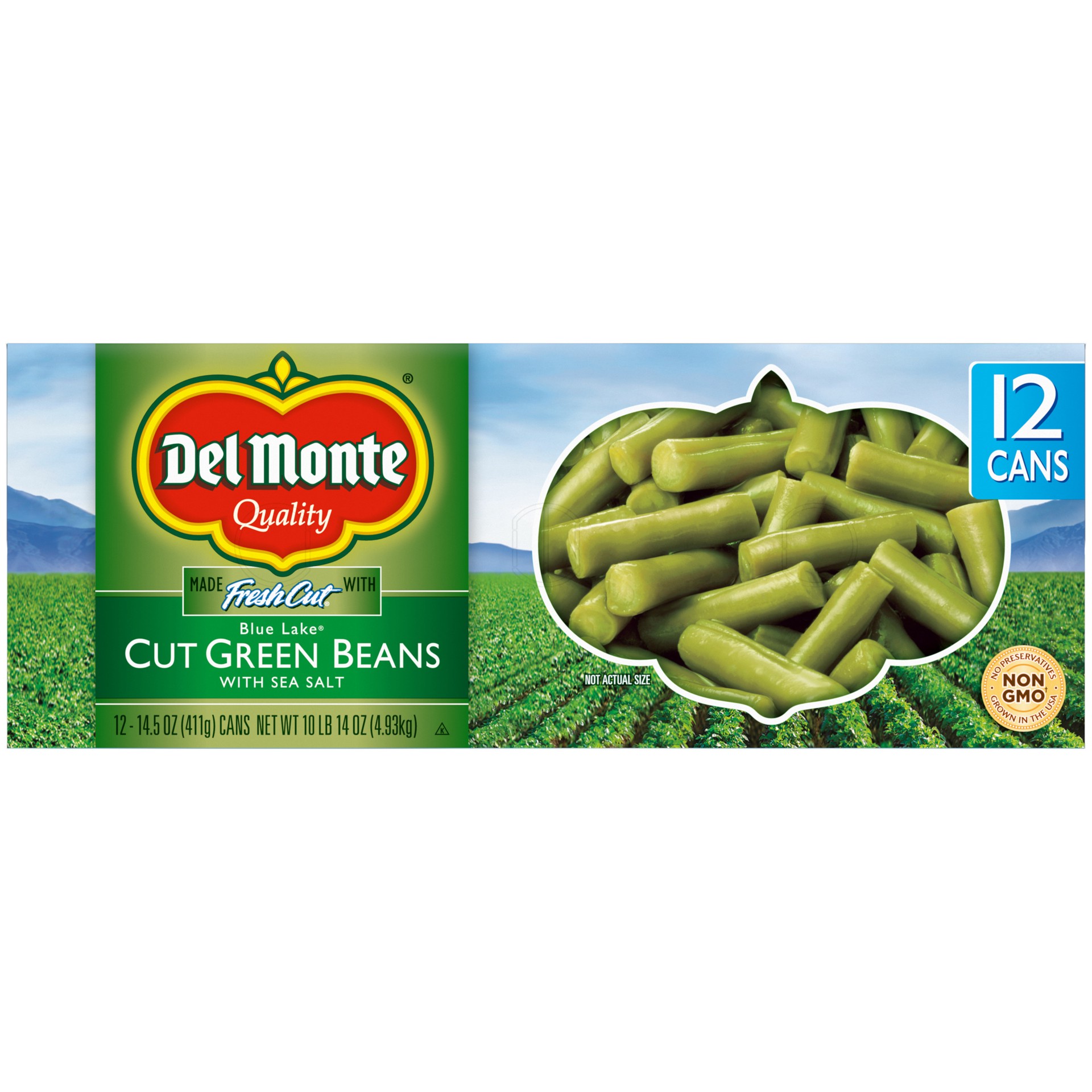 slide 2 of 5, Del Monte Fresh Cut Blue Lake Cut Green Beans 1/12-14.5 Oz. Cans, 10.88 lb