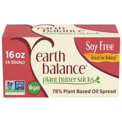Earth Balance Plant Butter Sticks Soy Free Plant Based Oil Spread, 16 oz., 4 Count