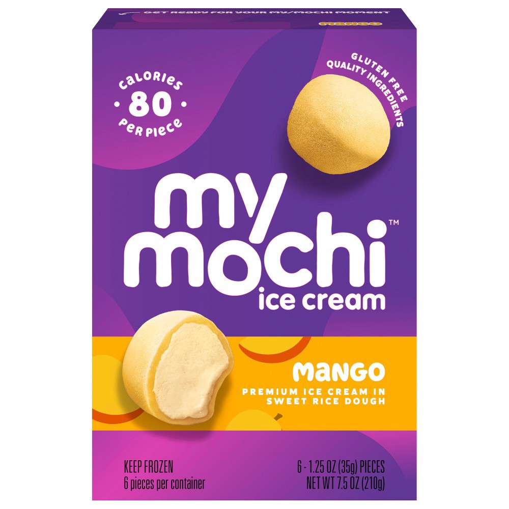 slide 1 of 1, My/Mochi Ice Cream Mango, 6-Pack, 6 ct