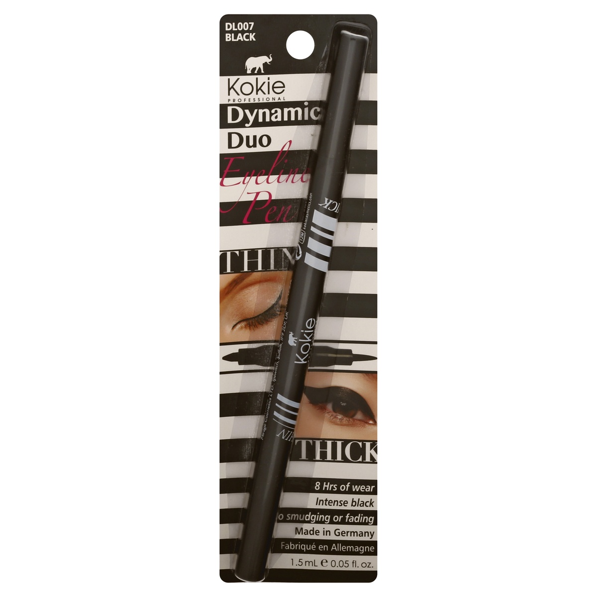 slide 1 of 1, Kokie Eyeliner Pen, Dynamic Duo, Black DL007, 1.5 ml