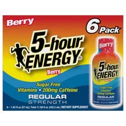 5-hour ENERGY, Regular Strength, Berry, 6 Pack, 1.93 oz.