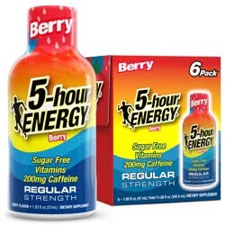 5-hour ENERGY, Regular Strength, Berry, 6 Pack, 1.93 oz.