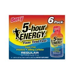 5-hour ENERGY, Regular Strength, Berry, 6 Pack, 1.93 oz.