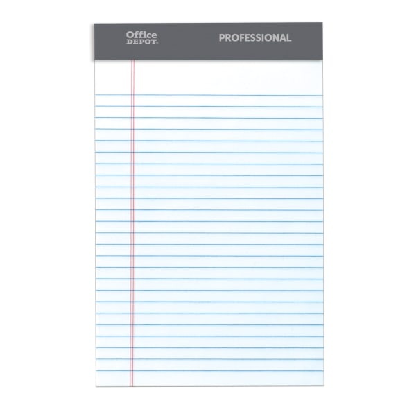 slide 1 of 1, Office Depot Brand Professional Perforated Pads, 5'' X 8'', Narrow Ruled, 50 Sheets Per Pad, White, Pack Of 8 Pads, 8 ct