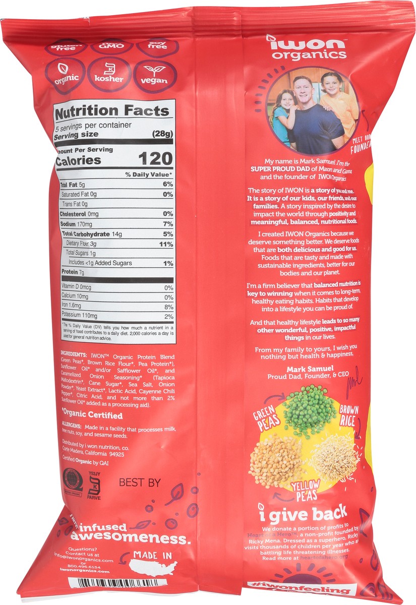 slide 4 of 9, Iwon Organics Caramelized Onion Protein Puffs 5 oz, 5 oz