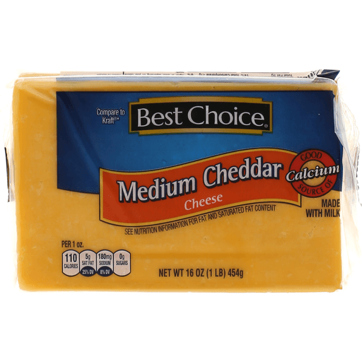 slide 1 of 1, Best Choice Medium Cheddar Cheese Chunk, 16 oz