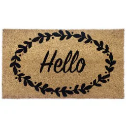 Evergreen Hello Scripted Natural Coir Door Mat