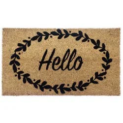 Evergreen Hello Scripted Natural Coir Door Mat