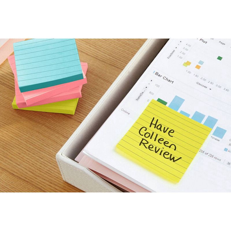 slide 4 of 8, Post-it Jaipur Collection Lined Sticky Notes Multicolor, 3 ct