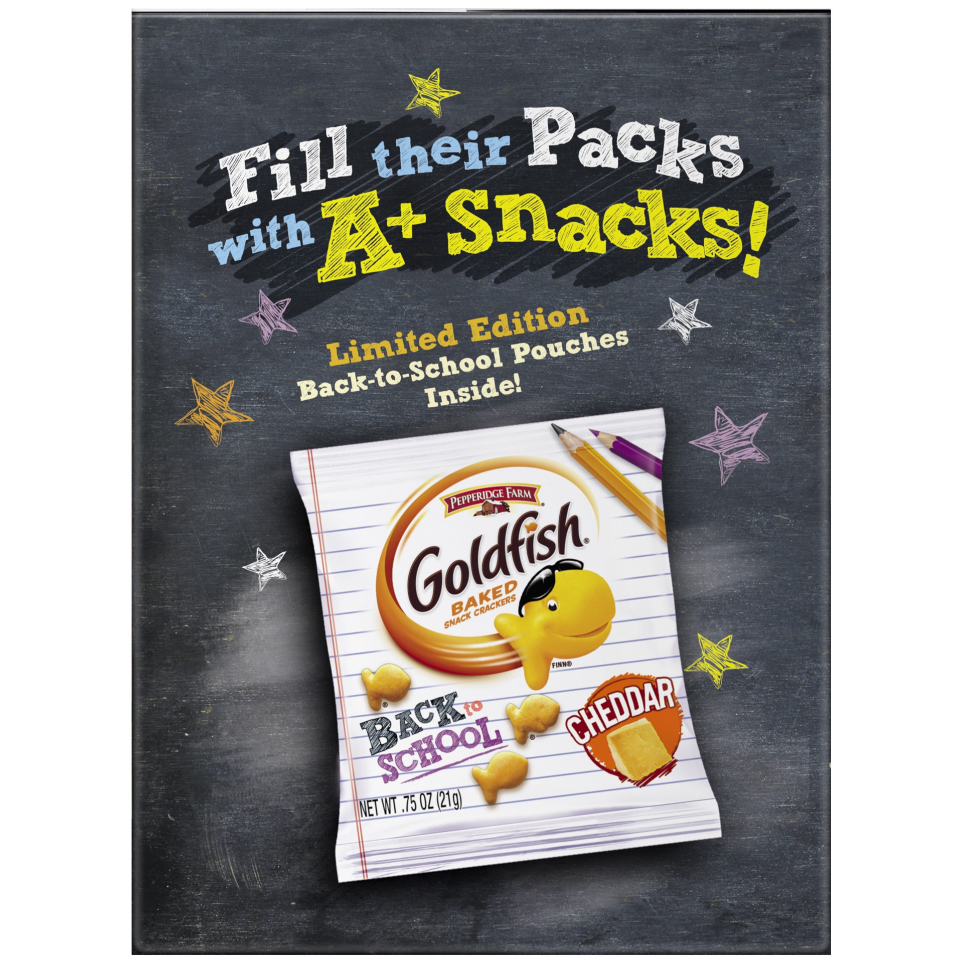 slide 2 of 5, Pepperidge Farm Goldfish Cheddar Crackers, Snack Pack, 0.75 oz, 24 CT Multi-Pack Box, 18 oz