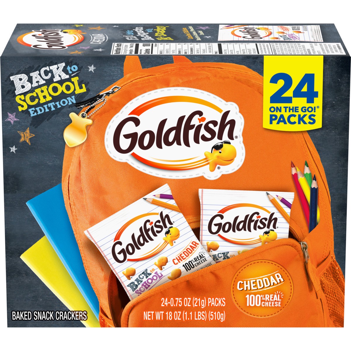 slide 1 of 5, Pepperidge Farm Goldfish Cheddar Crackers, 24 count 0.75 oz, 18 oz