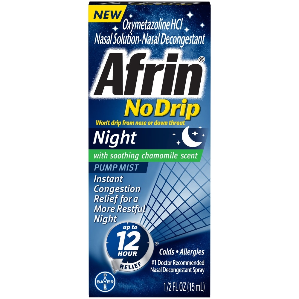 slide 1 of 6, Afrin No Drip Night Pump Nasal Mist, Fast & Powerful Congestion Relief,, 0.51 oz