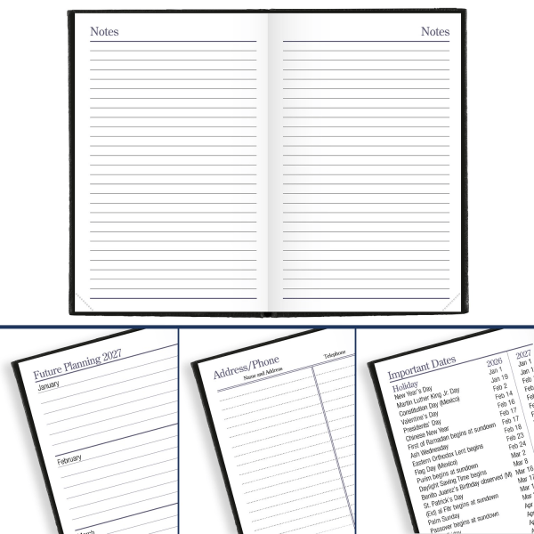 slide 10 of 10, AT-A-GLANCE® Fine Diary® 2026 Weekly Monthly Diary, Black, Pocket, 2 3/4"" x 4 1/4"", 1 ct