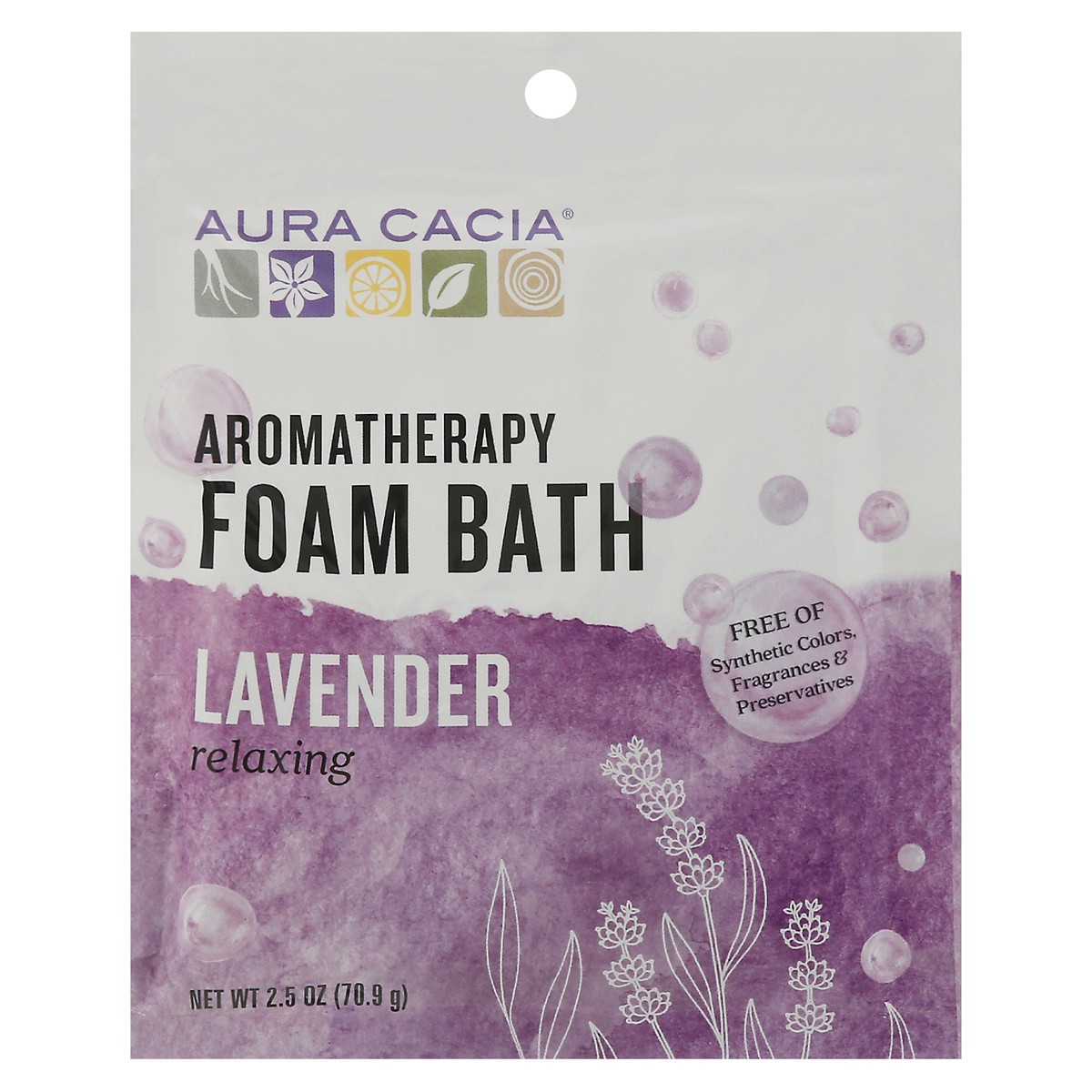 slide 1 of 9, Aura Cacia Relaxing Lavender Aromatherapy Foam Bath, 2.5 oz